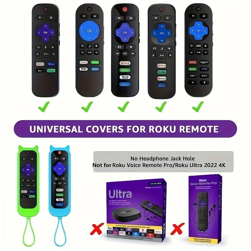 Glow In The Dark Silicone Universal Remote Control Cover Remote Case With Lanyard Compatible With TCL Hisense Roku TV Co silicone remote case silicone remote cover silicone remote sleeve remote controller cover silicone case protector