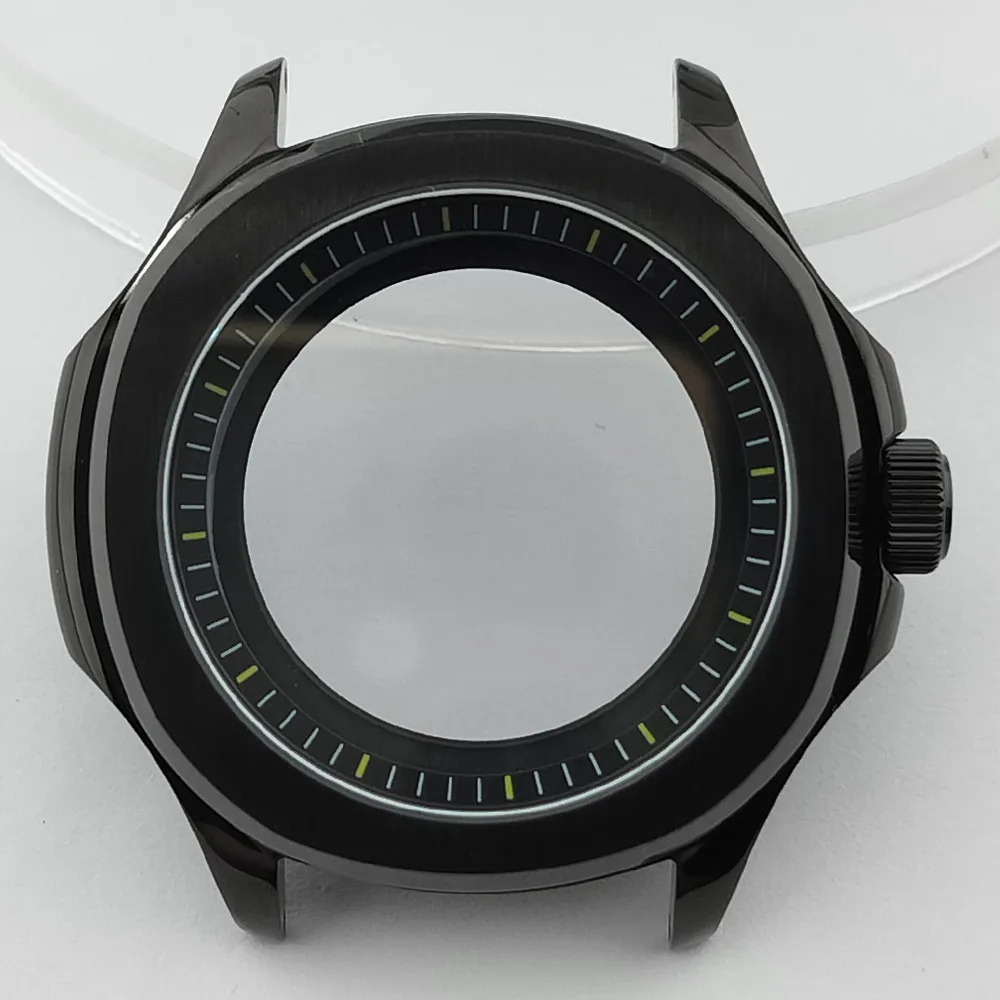 Elegant Men's Watch Case with Sapphire Glass, 39.5mm, 5-Bar Water Resistance, for 28.5mm Dial Accessories