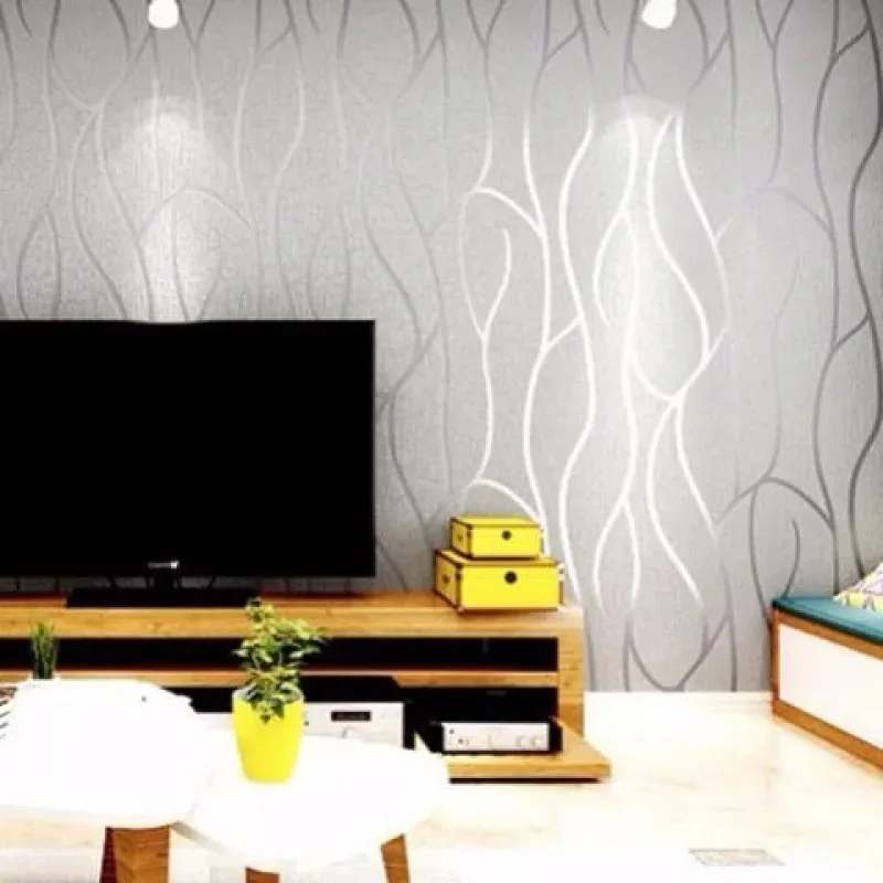 53cm European style 3D non-woven fabric wall sticker for moisture-proof curved stripe background wall sticker in living room 5