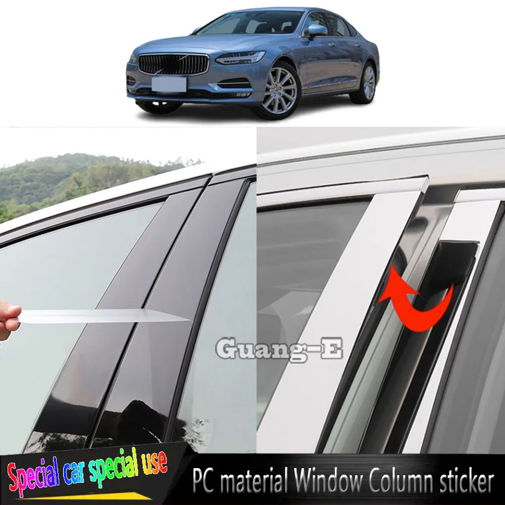 

6 шт., глянцевые зеркальные наклейки на стойки для Volvo S90 2016 2017 2018 2019 2020 2021 2022 2023