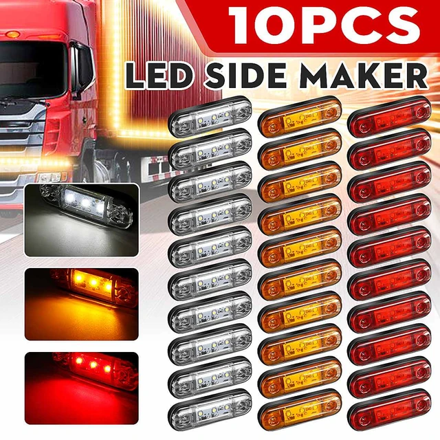 Feux Côtés Lampe Latéral Clignotant Indicateurs 12V 6 Led Pour Camion  Voiture