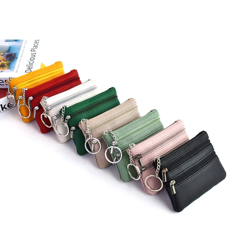 1Pc Various Styles Leather Women's Wallet Purse 3 Zippers Coin Purse Coin Wallet Keychain Card Cash Holder Change coin purse women wallet card wallet coin wallet