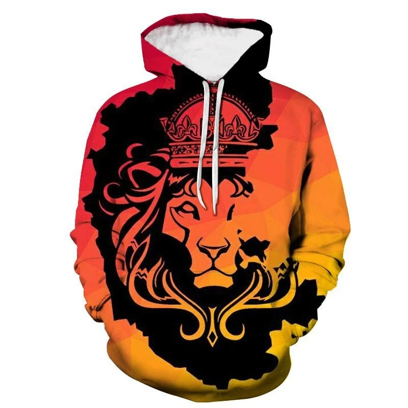 

2023 Man's Animal Series Oversized Hoodie Tiger, Lion, Fox and Wolf Pattern Print Fashion High Street Long Sleeve Hooded Top