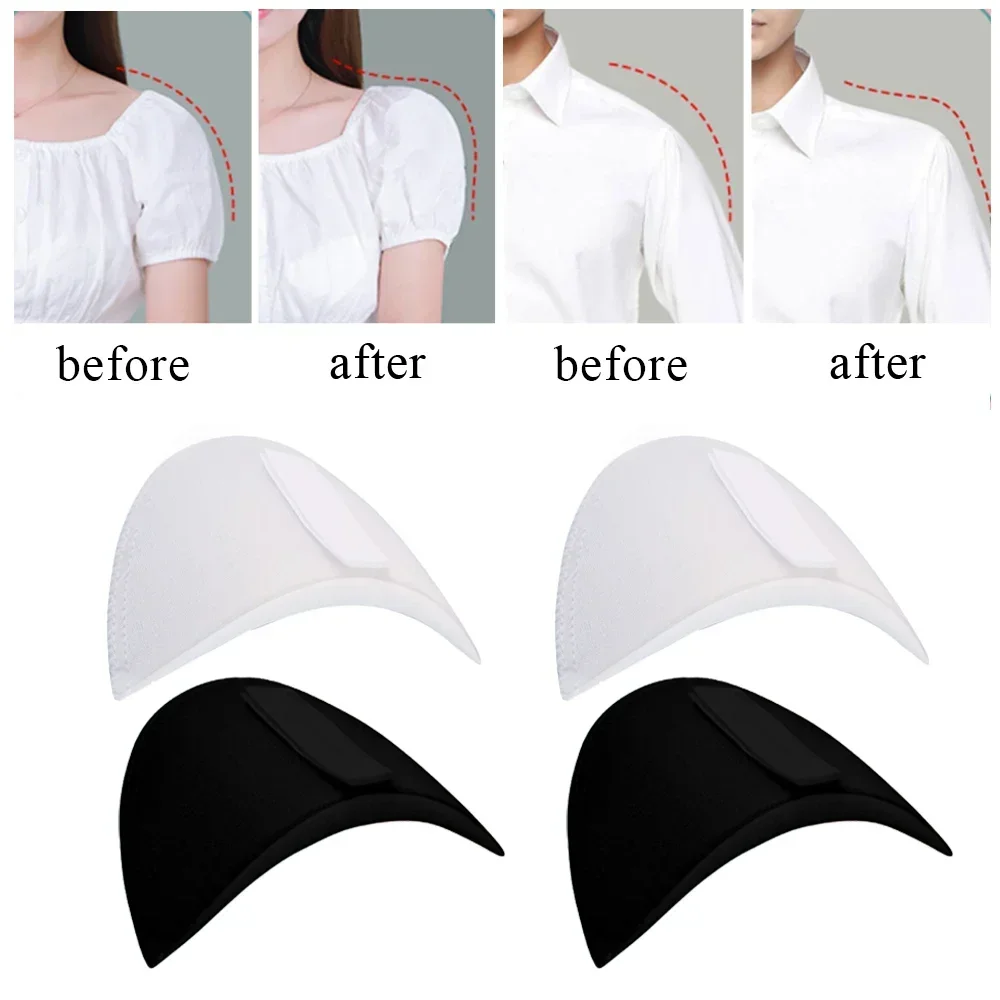 Foam Sponge Shoulder Pads Sewing Set-in Shoulder Pads For Women Men T-Shirt Clothing Self-adhesive Reusable Garment Accessories shoulder pads