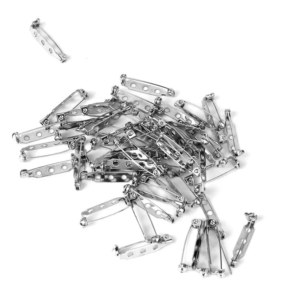 100pcs 38mm 브로치 핀 38mm 브로치 안전 캐치 백 공예 배지 Diy 액세서리 실버 내구성 편리한 사용