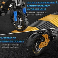 Trottinette Électrique 1200W, 80km Autonomie, Batterie 48V 20.8Ah, Frein Hydraulique, Pliable, Siège & Coffre, Pneus 11"/10" 5