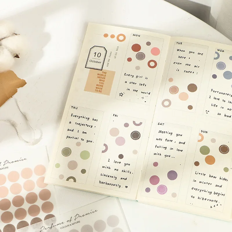 3 Sheets Colorful Round Dot Stickers Junk Journal Stickers DIY Diary Album Scrapbooking Stickers Planner Korean Style Label