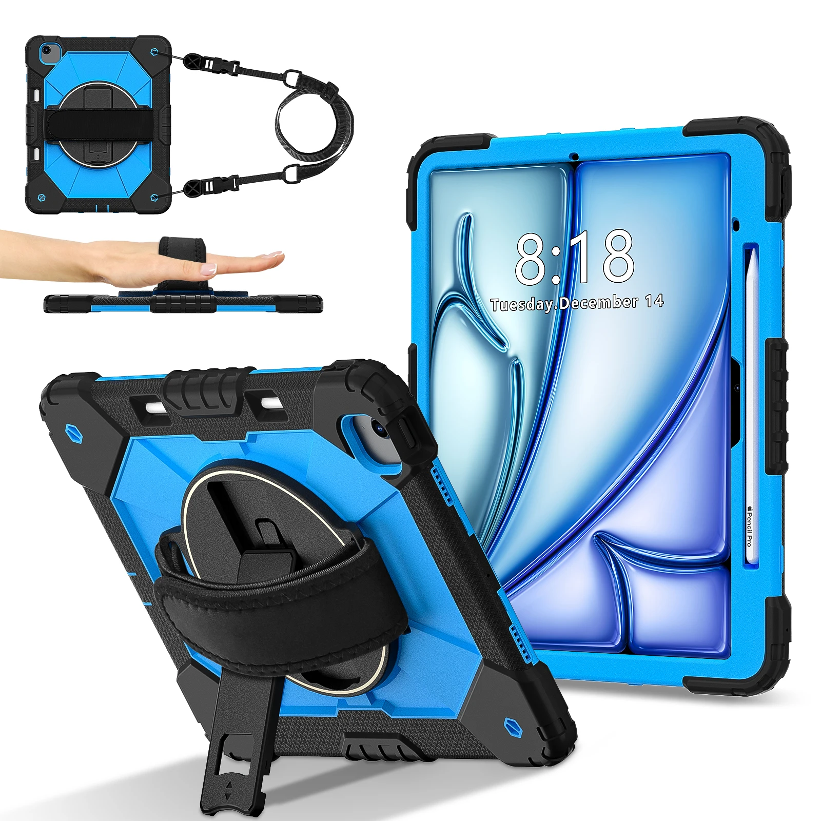 Armor Silicone Case For Ipad Air With Stand And Wristband_voghion.com