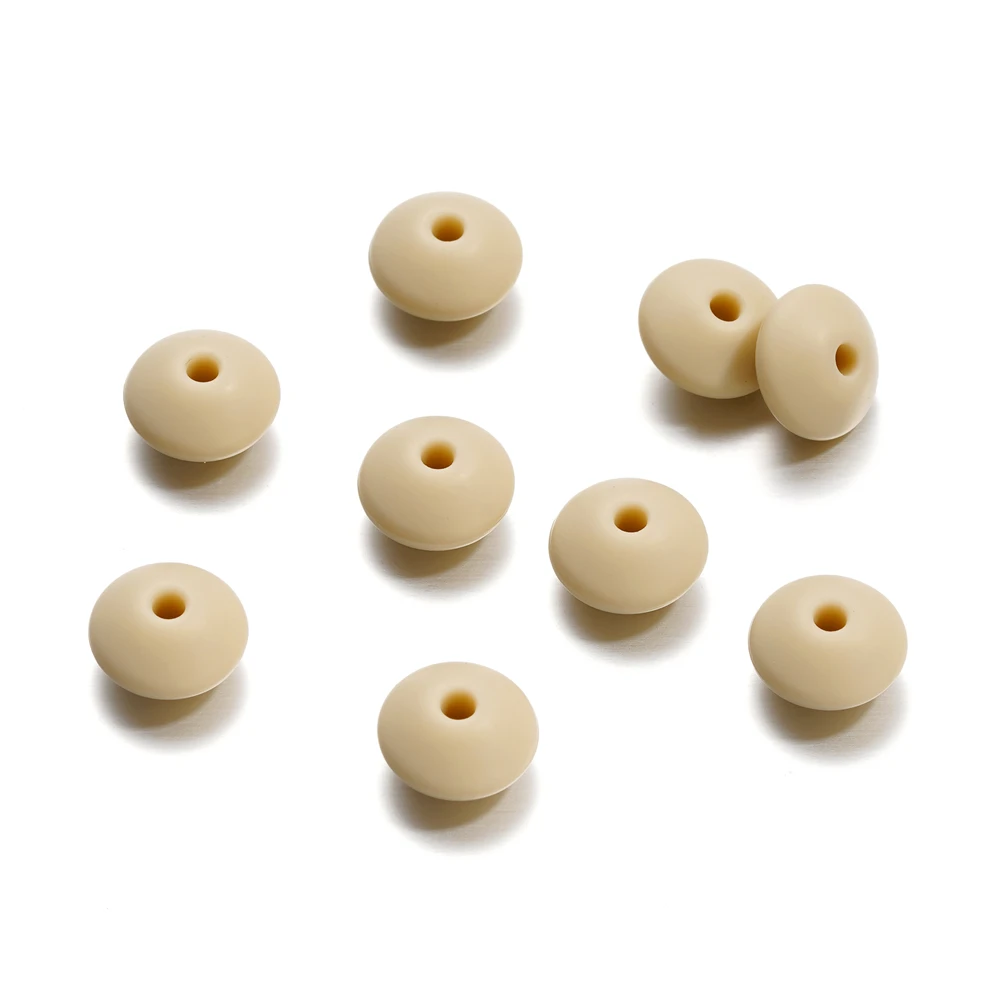 20Pcs/Lot Silicone Lentil Beads 12mm Flying Saucer Shape Loose Spacer Bead for DIY Jewelry Making Accessories Supplies