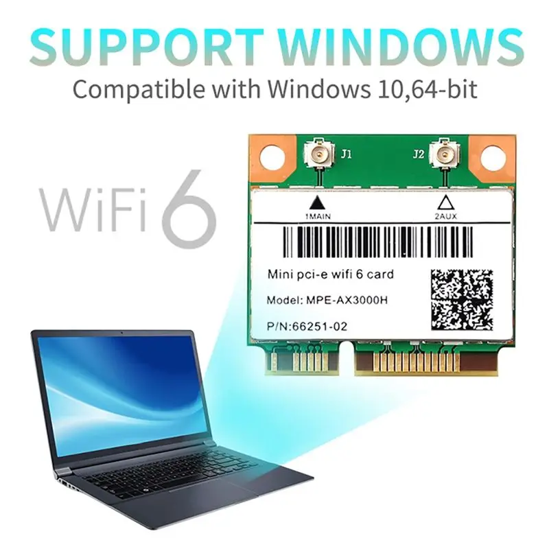 N67R--Wifi 6 MPE-AX3000H 2974Mbps 무선 하프 미니 PCI-E Wifi 카드 블루투스 5.0 듀얼 밴드 2.4G/5G Wlan 네트워크 카드 어댑터,W