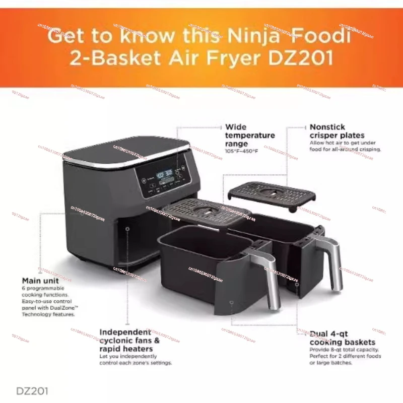 Ninja DZ201 Foodi 6-in-1 2-Basket Air Fryer with DualZone Te