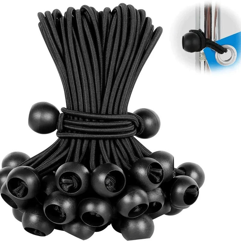 Camping tent accessories bungee cords 10pcs bungee ball tarps canvas tarpaulin flagpole ties cord ends elastic rope lace fixed boat pole camping tent accessories