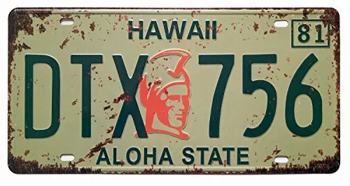 

Hawaii DTX 756 Aloha State Retro Vintage Auto License Plate Tin Sign Embossed Tag Size 6 X 12