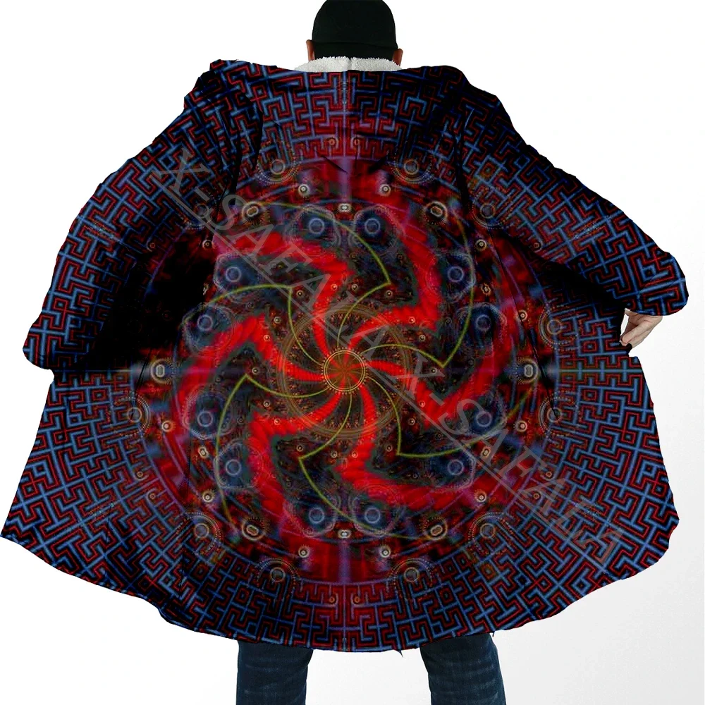 

Trippy Mandala Psychedelic Spiritual Art Thick Warm Hooded 3D Print Cloak Men Overcoat Coat Windproof Fleece Cape Robe Blanket-1