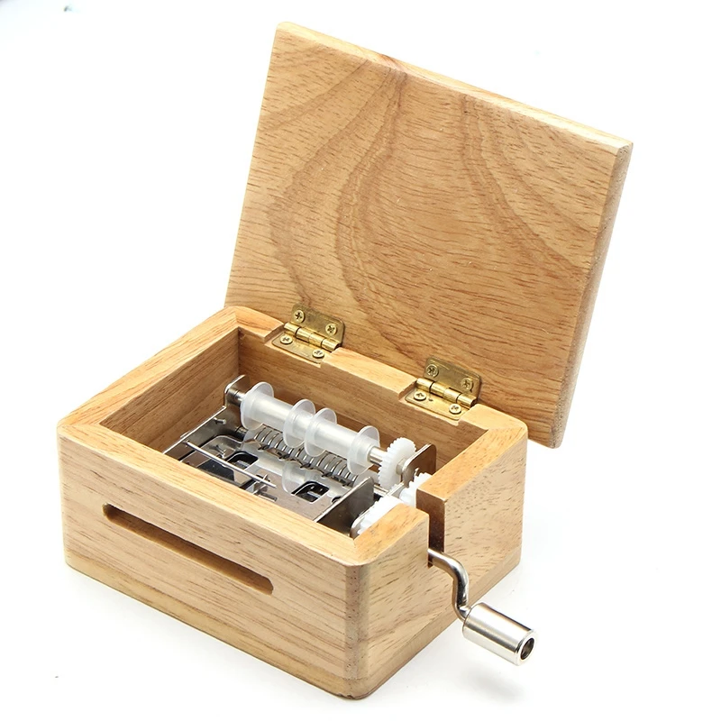 Wooden 15 Tone Hand Music Box with 10 Paper Tape Puncher DIY Hand-cranked Music Box Birthday Prese Music Decor