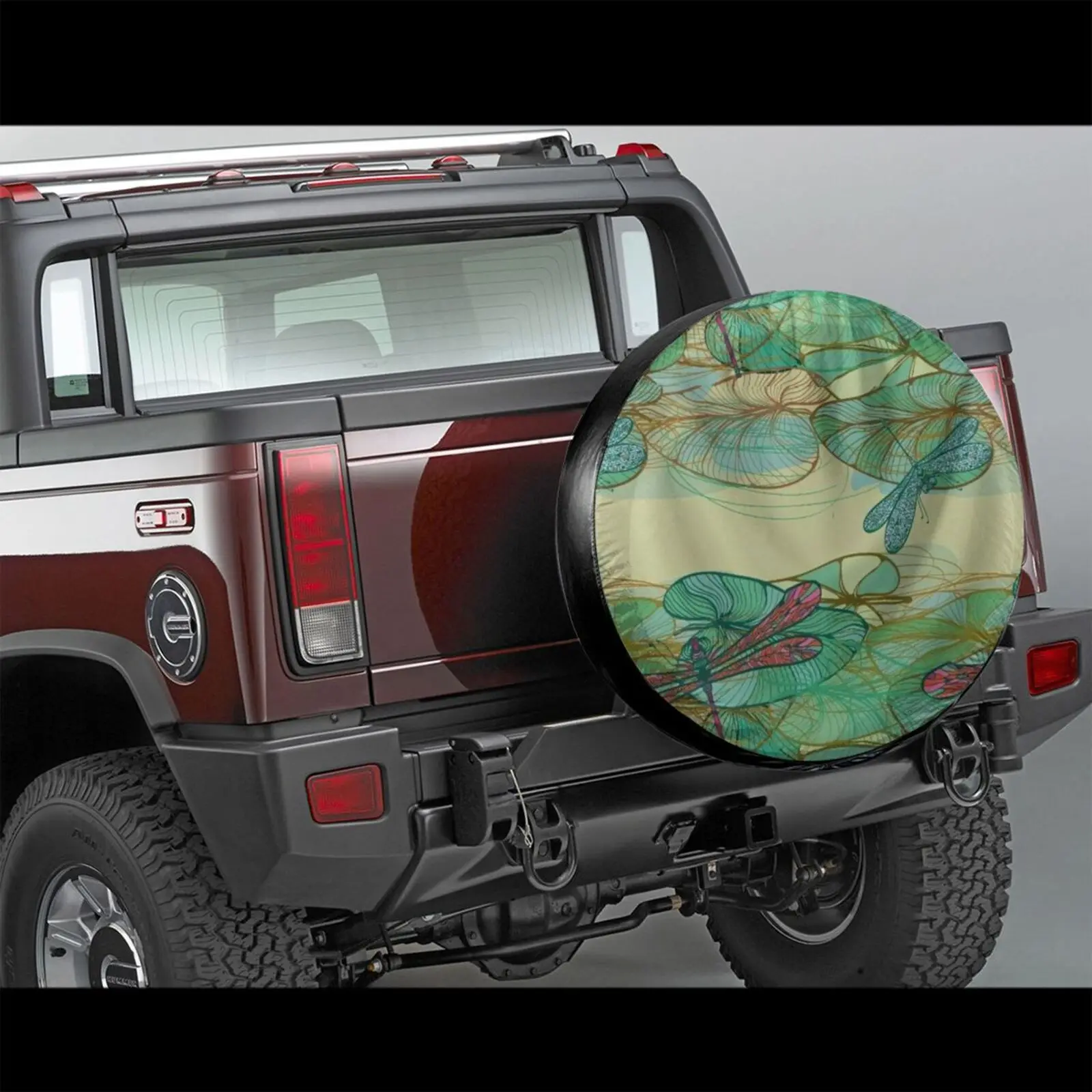 

Swamp Dragonfly, Vegan Tire cover, Handcrafted Lotus, Hippie, Spare Tire Cover for Car, With Hood, Custom Made Quilt,