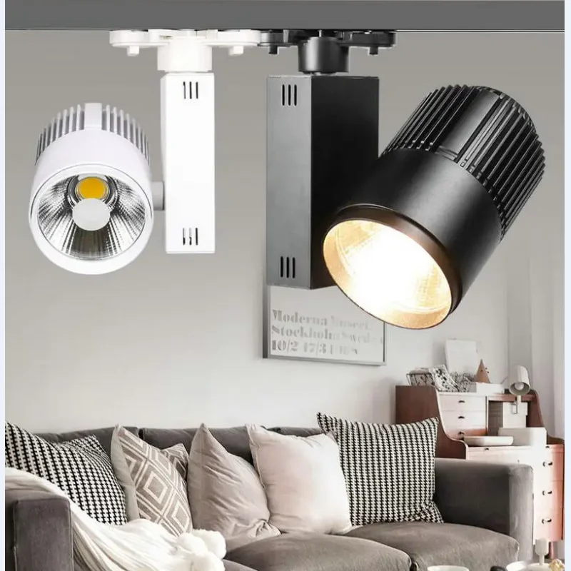 LED 매립형 천장 조명, COB LED 트랙 조명, 산업용 조명, 조도 조절 가능, 40W 레일 램프, 40W, 2 와이어, 3 와이어, 4 와이어