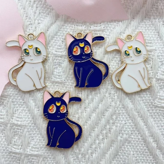 10pcs Enamel Cat Charms For Jewelry Making Cute Anime Earring