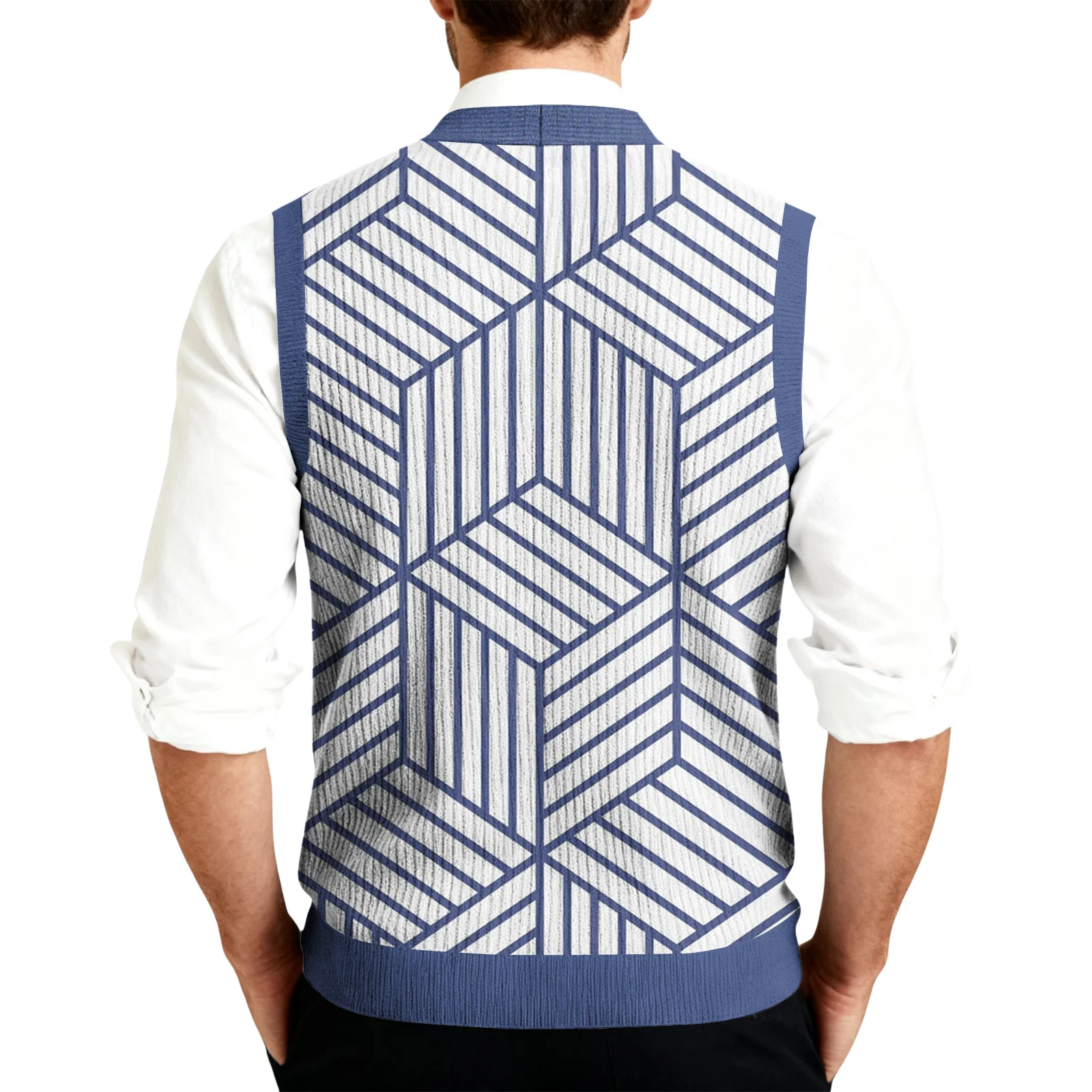Neue Herren Gestrickte Weste Ärmellose Herbst Winter V-ausschnitt Pullover Weste einreiher Vorne Strickjacke Weste – Detail 10