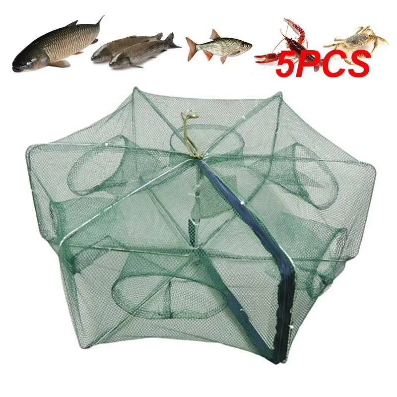 

5PCS Portable Fishing Net Automatic Foldable Catch Fish Baits Trap For Fishes Shrimp Minnows Crab Cast Mesh Traps Fishing