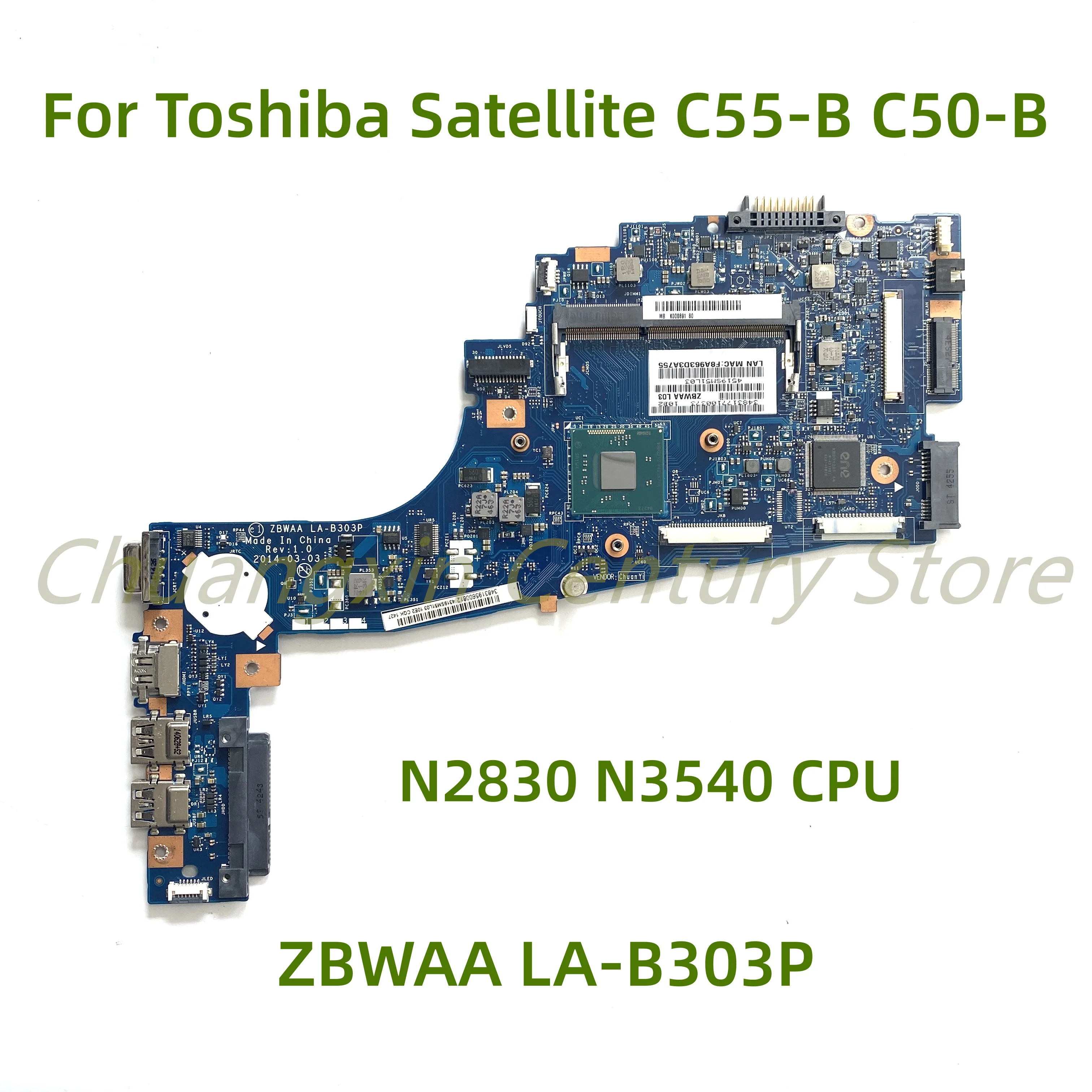

Материнская плата для ноутбука Toshiba Satellite C55-B5202 C55-B C50-B LA-B303P ZBWAA с процессором N2830 N3540 100% протестирована Полная работа