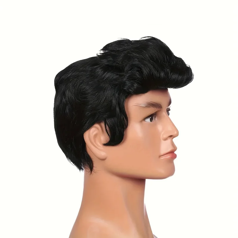 Men'S Fashionable Black Wavy Disco Wig - Cat King Synthetic Wigs for 70'S 50'S Rock Star Cosplay wig Perfect for Parties 4