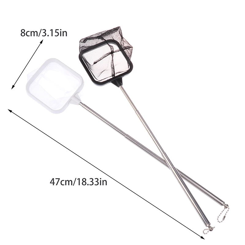 Aquarium Square Fishing Net With Suction Cup Extendable Long Handle Fishing Gear For Catching Fish Shrimp Tank Clean Accessories