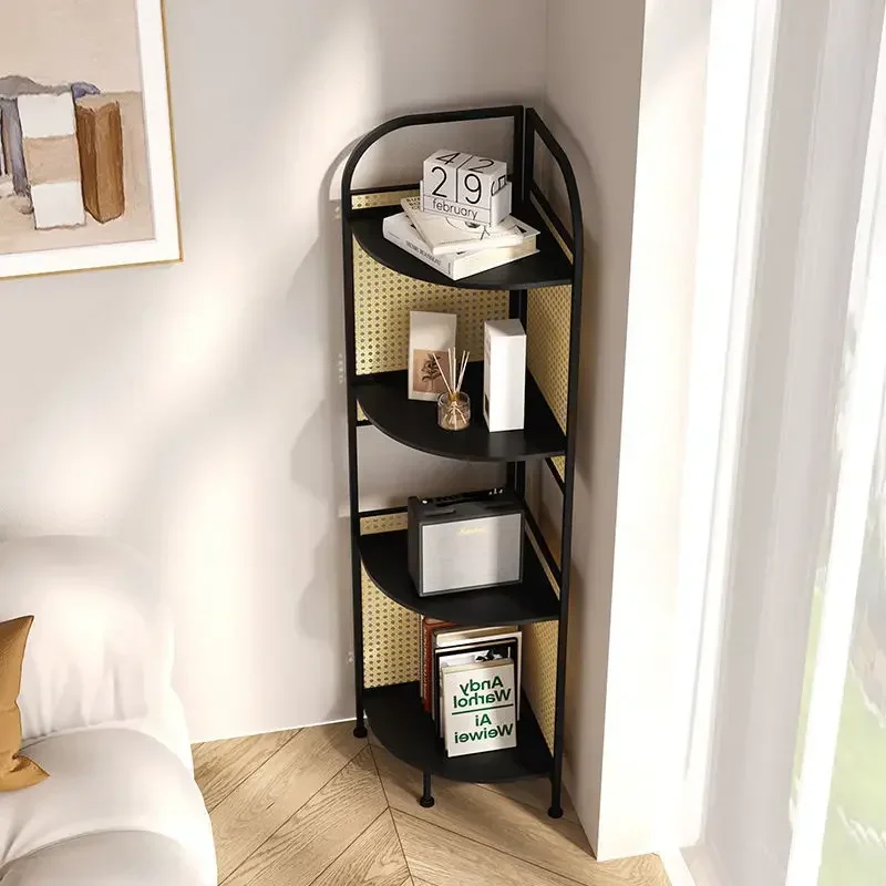 Iron Storage Rack Living Room Small Corner Display Rack Light Luxury Multi-Layer Book Storage Rack Display Cabinet