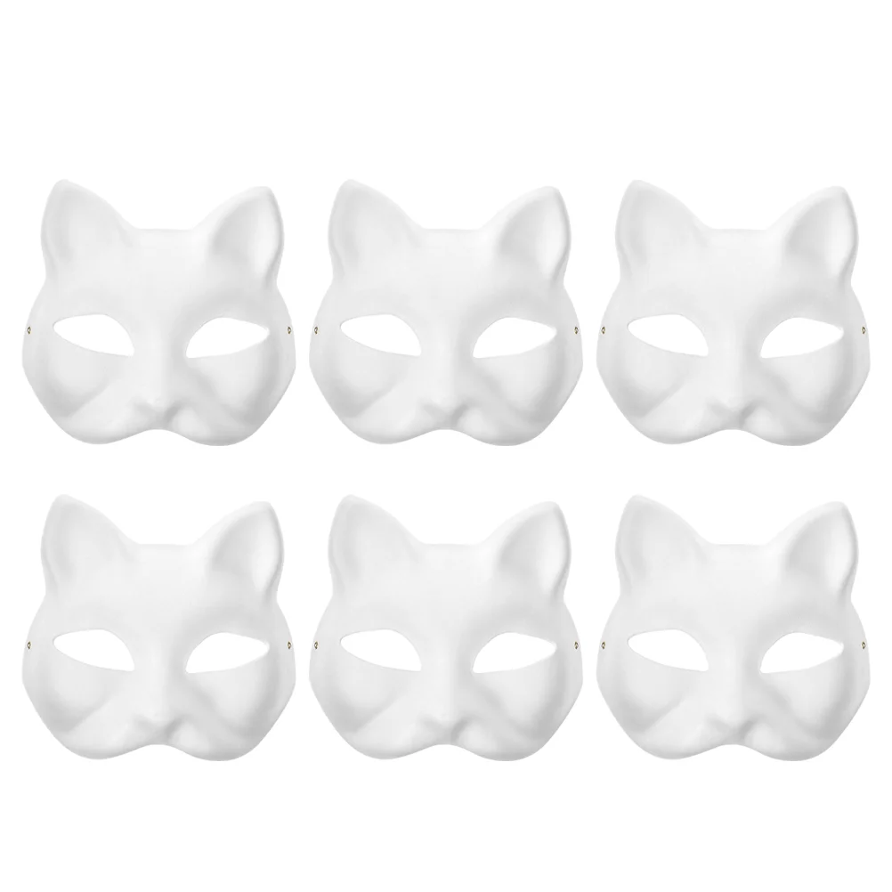 

10/6/5/3pcs Masquerade Cat Face Masks DIY Party Masks Props Paintable Blank Masks Party Cosplay Accessories