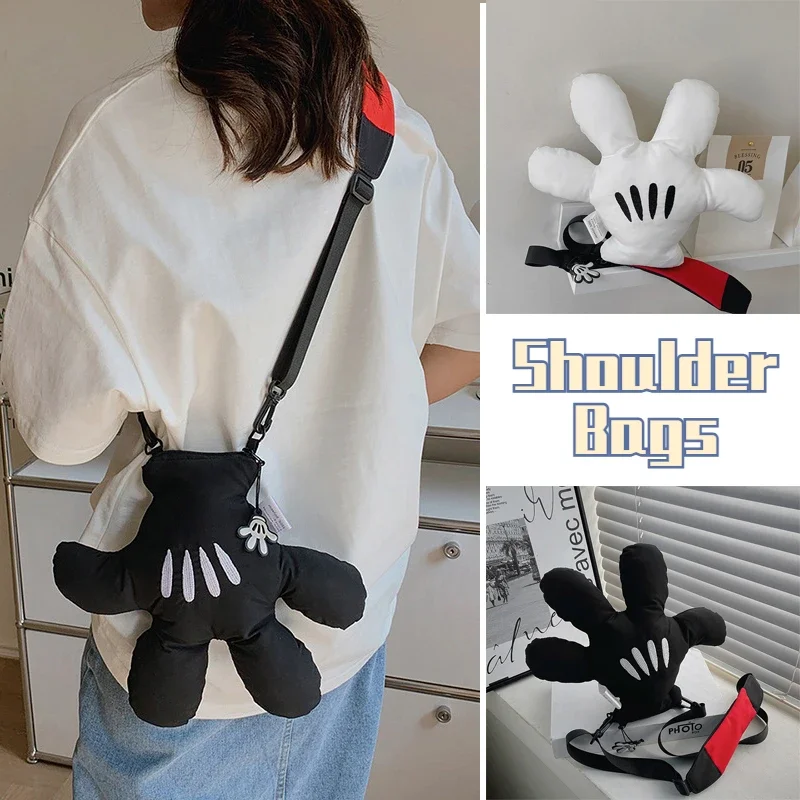 Disney Mickey Shoulder Bags Anime Women Creative Mickey Palm Bag Fashion Lady Teenager Crossbody Bag High Capacity Messenger Bag