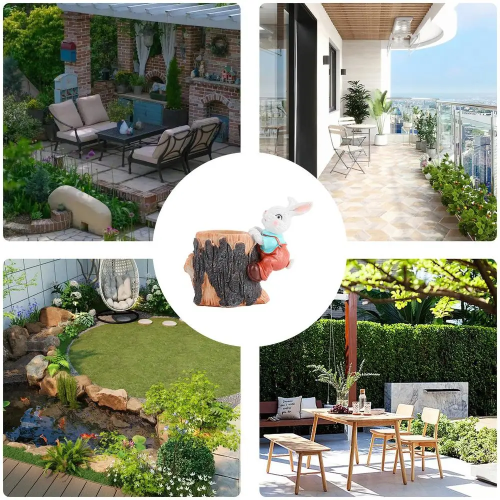 Succulent Plant Pots Bunny Resin Garden Container Rabbit Succulent Planter Garden Pots For Yard Patio Lawn Balcony Indoor