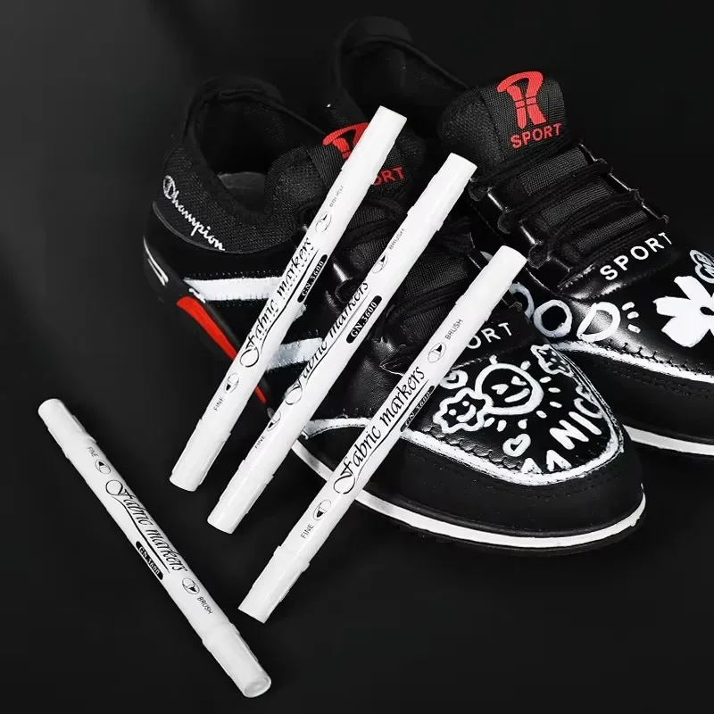 White Waterproof Permanent Fabric Textile Marker Pen Set for T Shirt Shoes Clothes Wood Stone DIY Art Graffiti Drawing Painting
