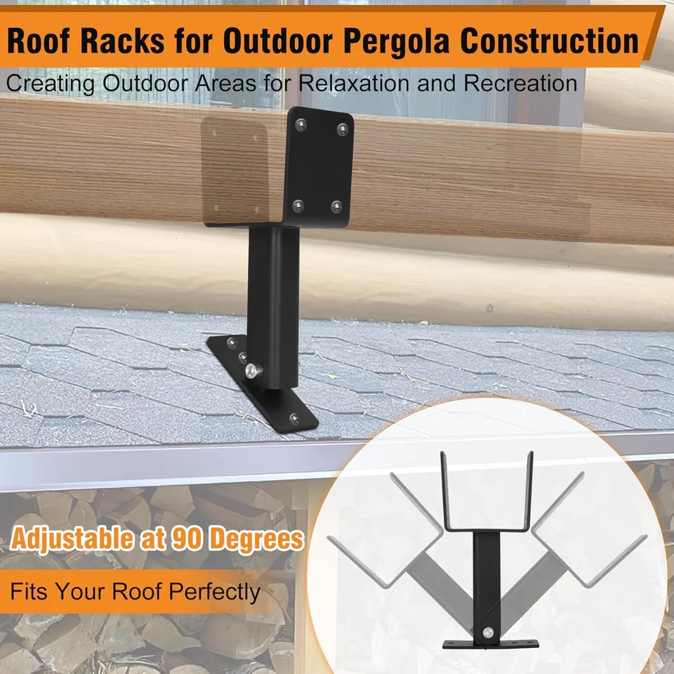 Kit Staffe Angolari Per Pergola In Acciaio Carbonio, 4 Pezzi Con Viti, Per Legno 5x10 Cm, Antiruggine, Per Gazebo E Strutture Esterne