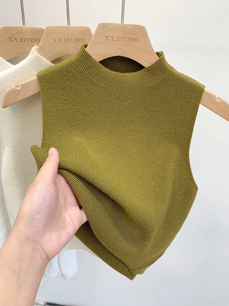 Women's Knitted Sleeveless Sweater, Slim Fit Tank Top for Spring, Summer, Fall & Autumn, Solid Color Pullover 2025 니트