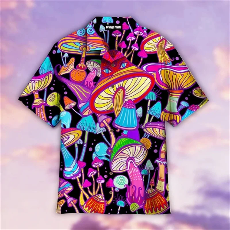 Camisa de manga corta con cuello abatible y botones para hombre, personalizada, de verano, con estampado 3D de setas de colores, para vacaciones, playa, 2024