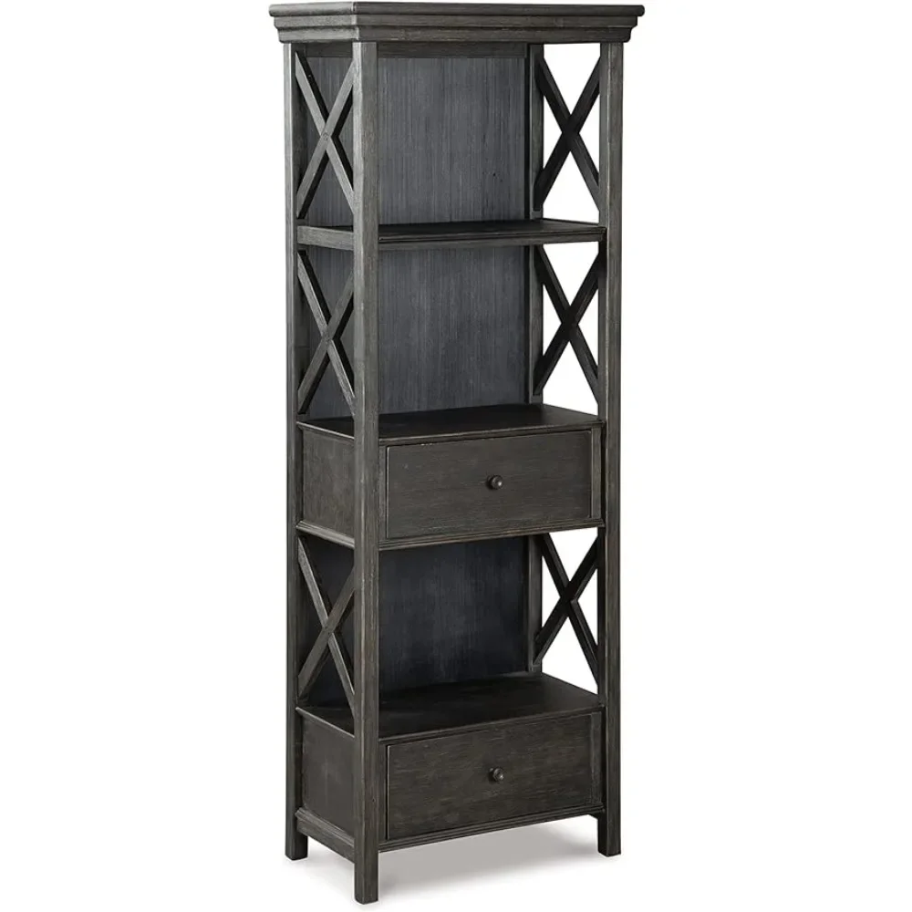 

Signature Design by Ashley Tyler Creek Farmhouse 75" Display Cabinet or Bookcase with Drawers, Almost Black