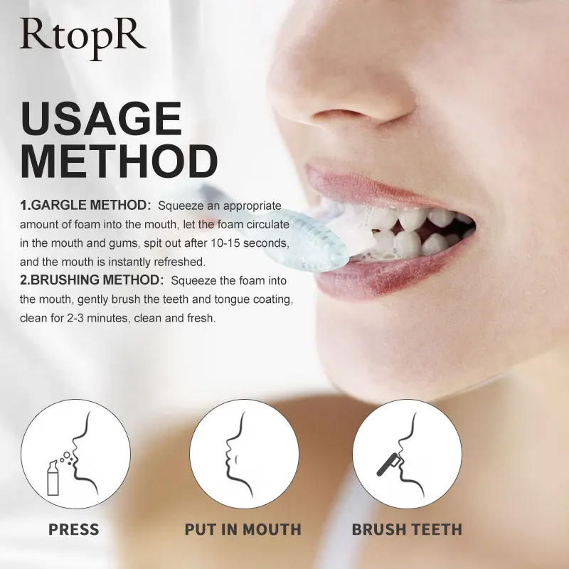 RtopR Teeth Whitening Toothpaste Remove Plaque Stains Serum Dental Bleaching Tools Oral Hygiene Cleaning Fresh Breath Tooth Care