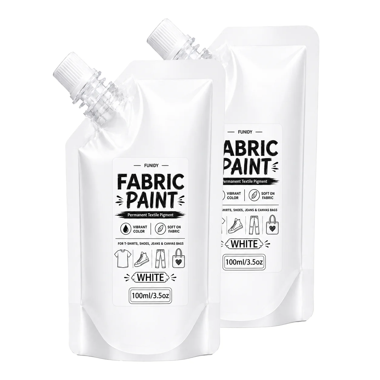 White Fabric Painting Set - Permanent Paint for Clothes, Upholstery, Shoes & Bags