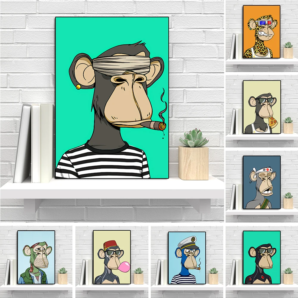Histed Ape Artwork Poster E Stampa Animal Smoking Graffiti Art Canvas Painting Funny Monkey Bubble Wall Art Room Home Decor Gift