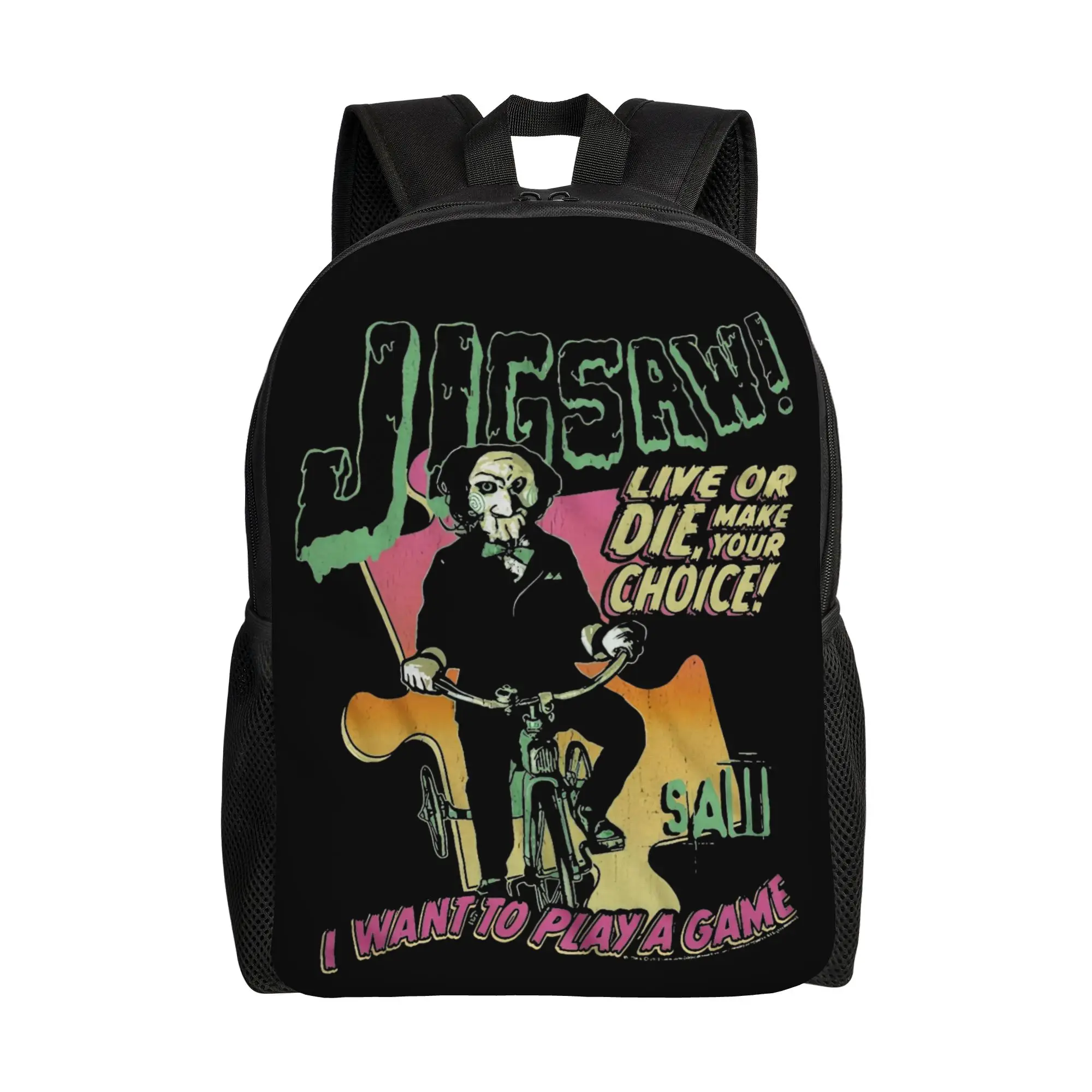 Jigsaw I Want To Play Game Backpack for Men Women Cool High School Business Daypack Saw Movie College Shoulder Bag Durable 1