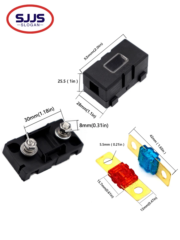 Description Picture 3 of item【2PCS】ANS-H 1-Way Midi Fuse Holder ANS-8 Safety Plate Base Car Carrier Fuse Box Bolt Type 20A 50A 70A 80A 100A 150A 175A 200A