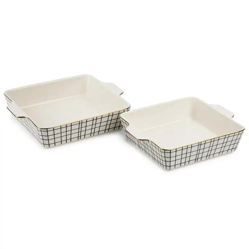 

Square Baker, Black & White Crosshatch, 2-Piece Set Baking tray for oven Takoyaki pan Air fryer silicone Roti pan Pizza accessor