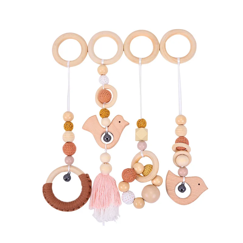 Nordic Style Baby Gym Play Frame Wooden Infant Nursery Sensory Ring-Pull Toy Teething Nursing Rattle Toys Gifts Infant Room Deco