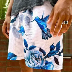 Men Shorts Muscle Sports Breathable Mesh Pants Fashion 3D Printed Cool Quick Dry Mid-Waist Casual Shorts Basketball Clothing