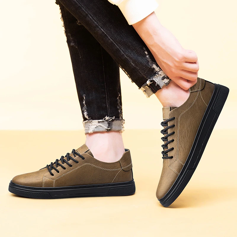 Genuine Leather Flats Handmade Casual Shoes Men's Lace Up Oxford Walking Shoes Outdoor Jogging Office Men's Dress Footwear