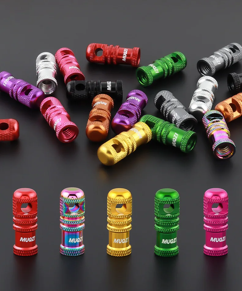 2 teile/beutel MUQZI Bike Presta Tubeless Ventil Kappe Staub Abdeckung mit Ventil Core Entfernen Funktion Entfernung Werkzeug Aluminium Legierung – Detail 3