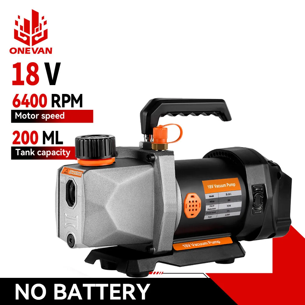 ONEVAN 1/2HP 7CFM สารทําความเย็นปั๊มสูญญากาศ 1/4 Air Inlet เครื่องทําความเย็นรถเครื่องปรับอากาศในครัวเรือนสําหรับ Makita 18V แบตเตอรี่ PIN 1