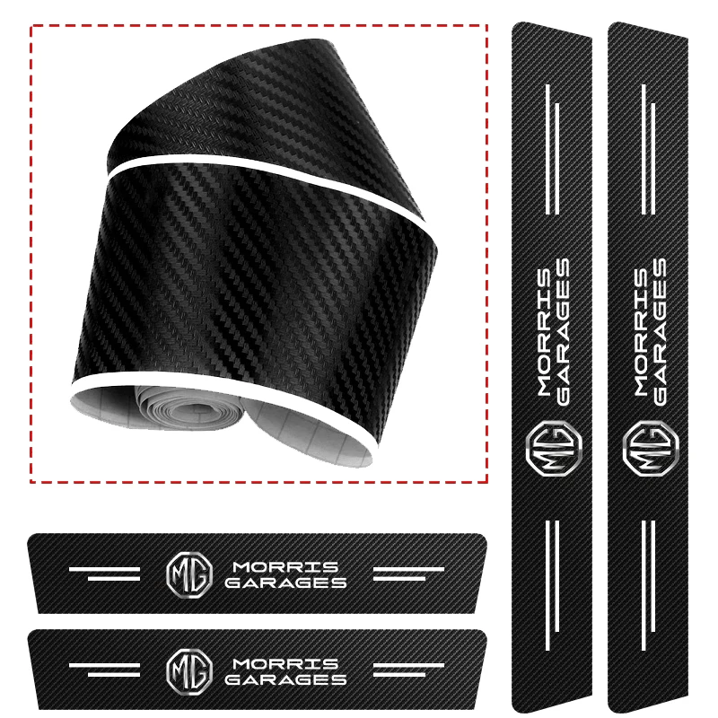 Leather Carbon Fiber Car Door Sill Protector Strip (1/4/5 Pieces)