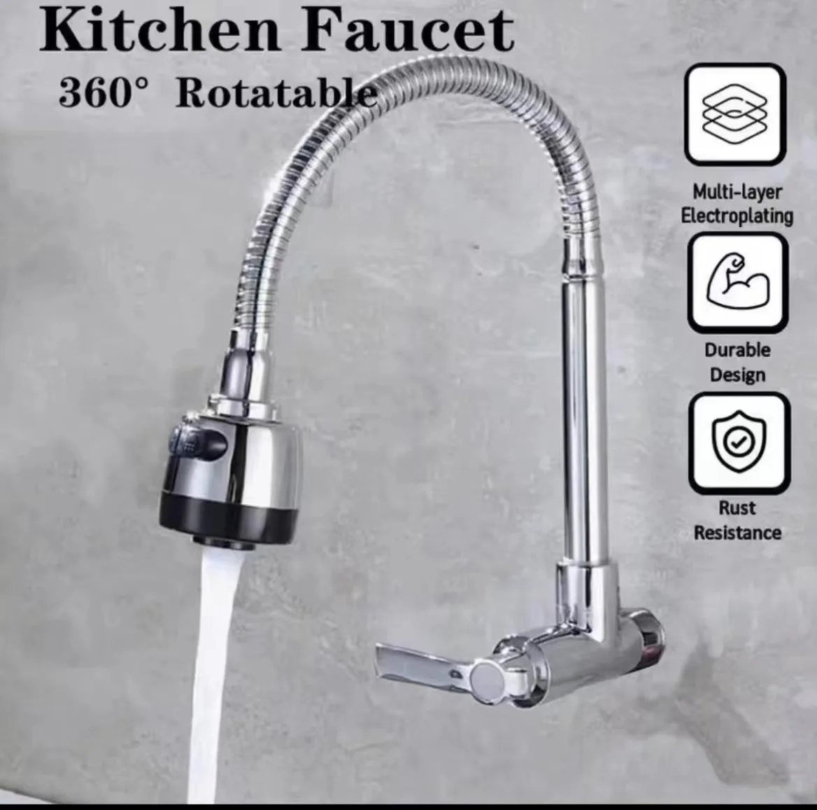 Wall mounted faucet kitchen single cold universal vegetable basin stainless steel sink balcony wall mounted faucet