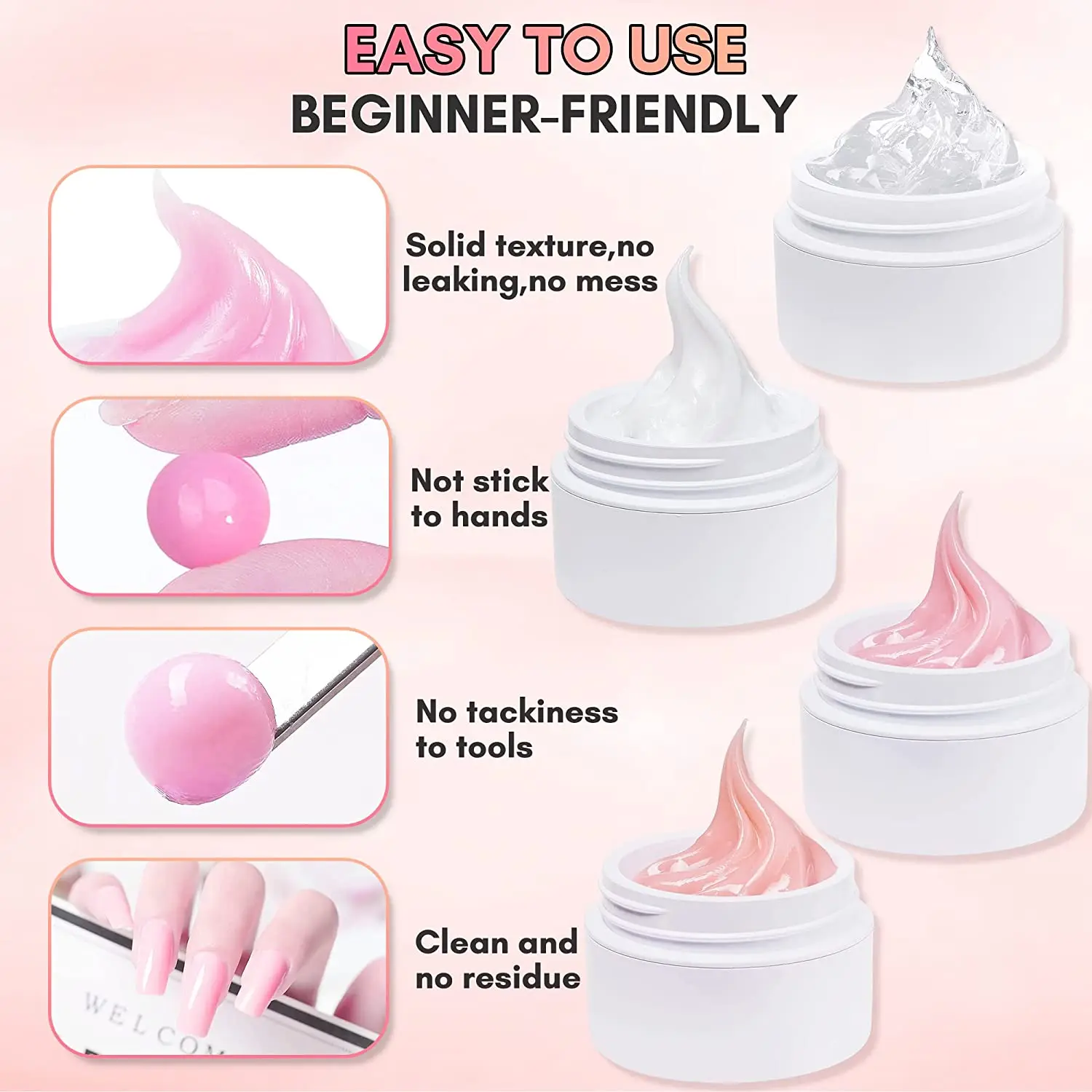 Nail Gel Nail Extension Gel Makartt Solid Builder Nail Gel Kit for Nail Extension,All in One Hard Gel Kit with Base Top Coat UV LED Lamp